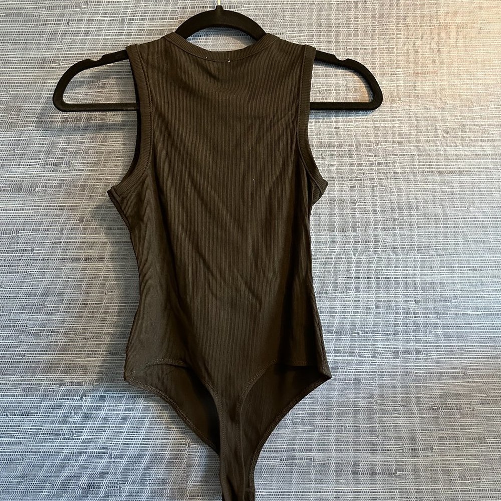 Le Lis Black Ribbed Tank Bodysuit